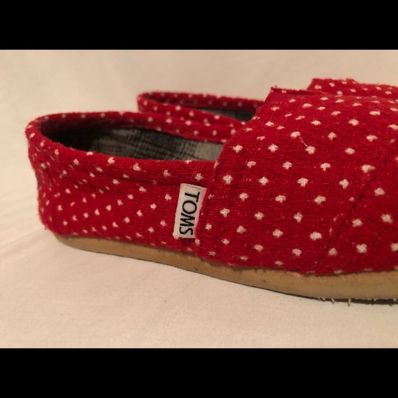 Toms Womens Size 7 Flats Red White Polka Dot - Picture 4 of 4